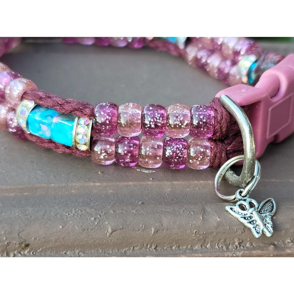 Custom Handmade Beaded Bling Dog Collar - Picture 2 of 2